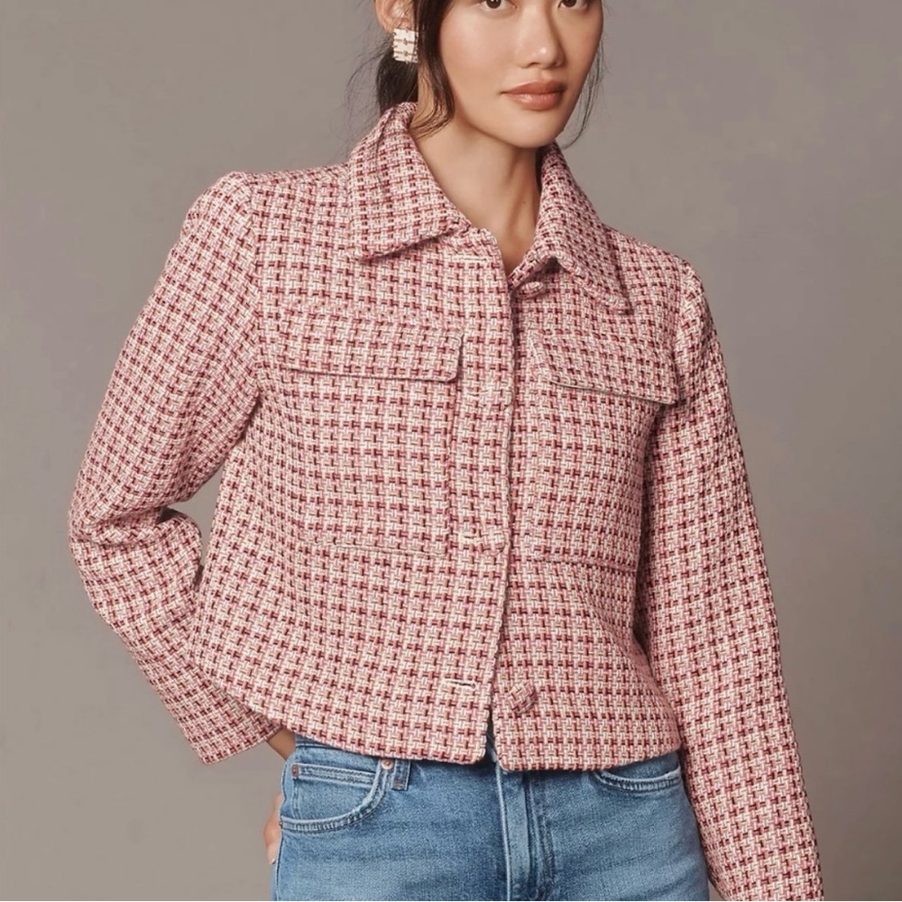 Anthropologie Pink Tweed Blazer